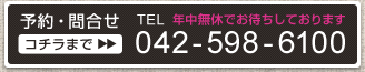 予約・問合せ　TEL：042-598-6100　年中無休でお待ちしております